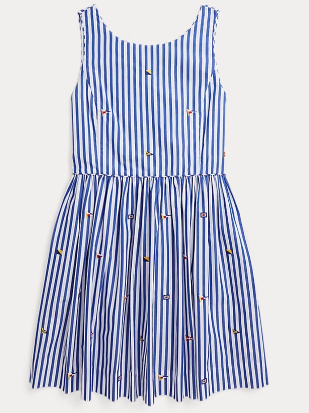 Ralph lauren embroidered  Girls Sz 16 Sailing Flag Cotton  Dress Pockets  Poplin